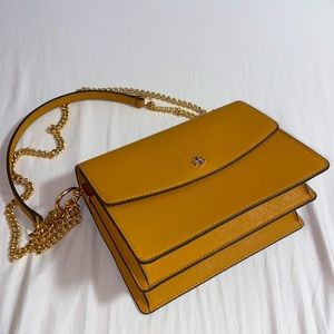 Tory Burch Brown Gold Shoulder Crossbody bag